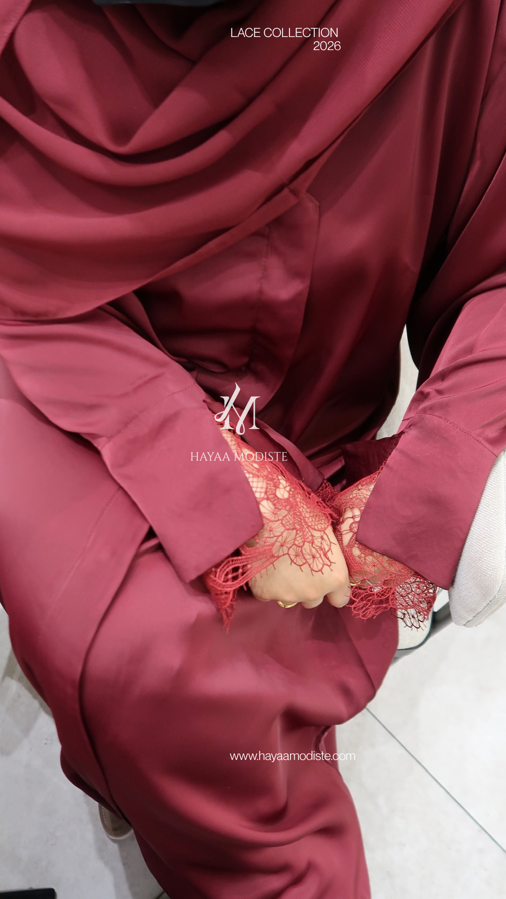Ruby Lace Sleeve Abaya