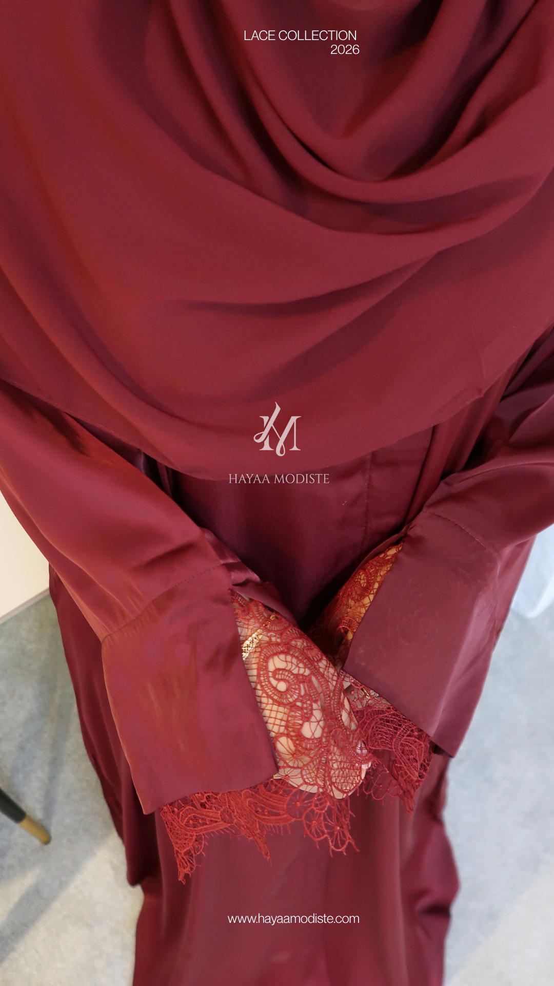 Ruby Lace Sleeve Abaya