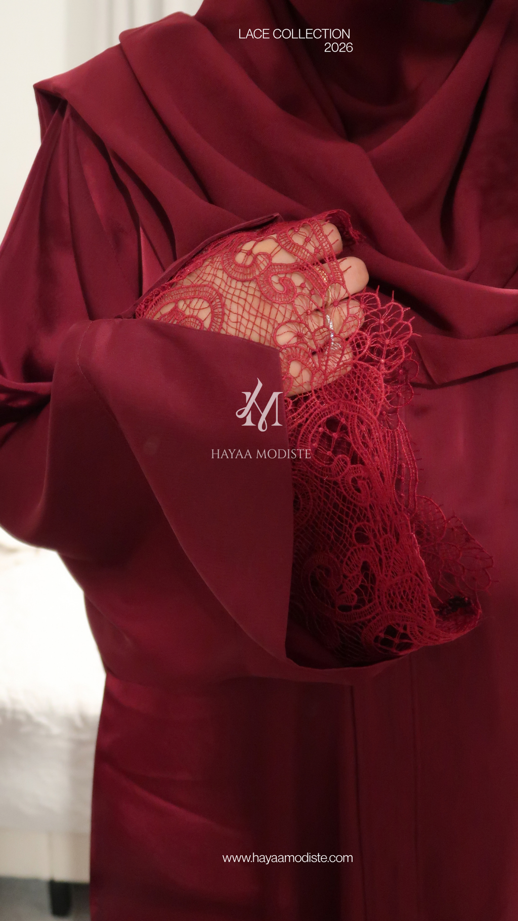 Ruby Lace Sleeve Abaya